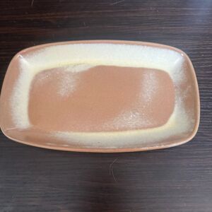 Vintage Frankoma Pottery Serving Platter Prairie Green Brown 10" x 6"